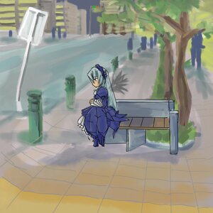 Rating: Safe Score: 0 Tags: 1girl dress image japanese_clothes long_hair long_sleeves outdoors solo suigintou User: admin