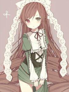 Rating: Safe Score: 0 Tags: 1girl bad_id bad_pixiv_id blush brown_hair dress dress_tug frills green_dress green_eyes headdress heterochromia image lolita_fashion long_hair long_sleeves looking_at_viewer meet_neet red_eyes ribbon ringlets rozen_maiden simple_background solo suiseiseki v_arms very_long_hair User: admin