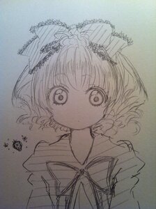 Rating: Safe Score: 0 Tags: 1girl auto_tagged bangs bow bug eyebrows_visible_through_hair hinaichigo image insect looking_at_viewer monochrome photo sketch solo traditional_media upper_body User: admin