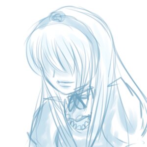 Rating: Safe Score: 0 Tags: 1girl blue_theme image long_hair monochrome ribbon simple_background solo suigintou white_background User: admin