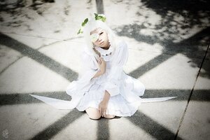 Rating: Safe Score: 0 Tags: 1girl artist_name auto_tagged closed_eyes closed_mouth dress kirakishou long_hair signature sitting solo white_dress white_hair User: admin
