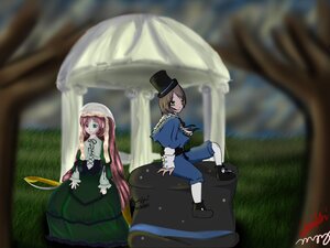 Rating: Safe Score: 0 Tags: 2girls blue_dress blurry brown_hair depth_of_field dress grass green_dress green_eyes hat heterochromia image long_hair long_sleeves multiple_girls pair short_hair siblings sisters sitting souseiseki suiseiseki twins very_long_hair User: admin