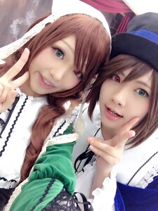 Rating: Safe Score: 0 Tags: 2girls bangs blue_eyes brown_hair green_dress hat head_scarf heterochromia lips long_hair looking_at_viewer multiple_cosplay multiple_girls red_eyes short_hair siblings sisters smile souseiseki suiseiseki swept_bangs tagme twins User: admin