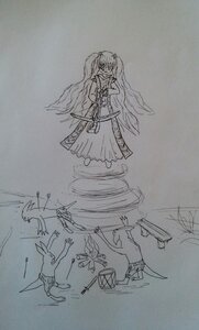 Rating: Safe Score: 0 Tags: 1girl dress image kirakishou long_hair monochrome sketch solo traditional_media very_long_hair wings User: admin