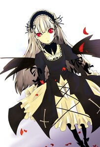 Rating: Safe Score: 0 Tags: 1girl bangs black_dress black_legwear black_wings boots closed_mouth dress expressionless eyebrows_visible_through_hair feathered_wings feathers flower frills hairband image juliet_sleeves long_hair long_sleeves looking_at_viewer petals puffy_sleeves red_eyes ribbon rose rose_petals simple_background solo suigintou white_background wings User: admin