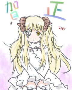 Rating: Safe Score: 0 Tags: 1girl bare_shoulders blonde_hair dress horns image kirakishou long_hair sheep_horns solo white_dress yellow_eyes User: admin