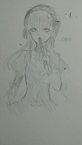 Rating: Safe Score: 0 Tags: 1girl bangs dress eyebrows_visible_through_hair greyscale hair_ribbon hairband image juliet_sleeves long_hair long_sleeves looking_at_viewer monochrome ribbon sketch solo suigintou traditional_media User: admin