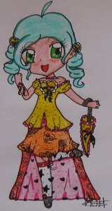 Rating: Safe Score: 0 Tags: 1girl ahoge blood dress full_body green_eyes green_hair image kanaria leopard_print marker_(medium) open_mouth print_legwear shoes skirt smile solo standing traditional_media User: admin