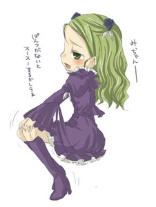 Rating: Safe Score: 0 Tags: 1girl blush boots dress frills full_body green_eyes green_hair image kanaria knee_boots long_sleeves purple_dress solo User: admin