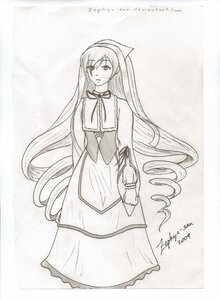 Rating: Safe Score: 0 Tags: 1girl artist_name dated dress drill_hair greyscale image long_hair long_sleeves looking_at_viewer monochrome signature simple_background solo suiseiseki very_long_hair User: admin