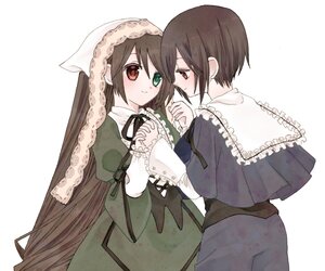 Rating: Safe Score: 0 Tags: 2girls brown_hair dress frills green_dress green_eyes head_scarf heterochromia holding_hands image incest interlocked_fingers long_hair long_sleeves multiple_girls pair red_eyes short_hair siblings sisters smile souseiseki striped striped_background suiseiseki twins User: admin