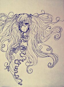 Rating: Safe Score: 0 Tags: 1girl floating_hair image kirakishou long_hair looking_at_viewer monochrome simple_background solo traditional_media very_long_hair User: admin