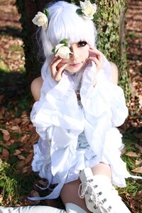 Rating: Safe Score: 0 Tags: 1girl blurry depth_of_field dress flower hair_flower hair_ornament hands_on_own_face kirakishou sitting solo striped thighhighs white_flower white_hair white_legwear User: admin
