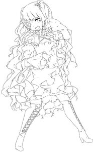 Rating: Safe Score: 0 Tags: 1girl boots cross-laced_footwear dress full_body image kirakishou knee_boots lace-up_boots long_hair monochrome open_mouth solo standing thigh_boots twintails User: admin
