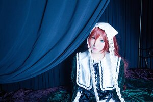 Rating: Safe Score: 0 Tags: 1girl blue_eyes curtains dress indoors long_hair long_sleeves looking_at_viewer ribbon solo suiseiseki upper_body veil User: admin