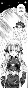 Rating: Safe Score: 0 Tags: 1boy 1girl ? bonnet comic dress frills glasses greyscale image long_hair monochrome shinku solo twintails very_long_hair User: admin