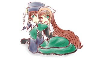 Rating: Safe Score: 0 Tags: 2girls :o blush brown_hair dress green_dress green_eyes hat head_scarf hug image long_hair long_sleeves looking_at_viewer multiple_girls open_mouth pair siblings simple_background sisters smile souseiseki suiseiseki twins very_long_hair white_background User: admin