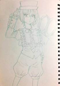 Rating: Safe Score: 0 Tags: 1girl bespectacled frills glasses hat image long_sleeves monochrome semi-rimless_eyewear short_hair solo souseiseki standing traditional_media underwear User: admin