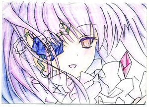 Rating: Safe Score: 0 Tags: 1girl auto_tagged close-up hair_ornament image kirakishou long_hair looking_at_viewer open_mouth solo traditional_media white_background User: admin