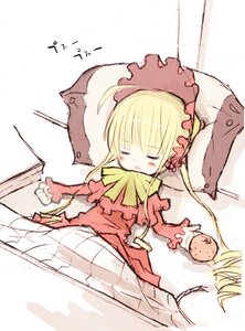 Rating: Safe Score: 0 Tags: 1girl blonde_hair blush bonnet bow closed_eyes dress drill_hair food frills fruit hat image imageboard_desourced long_hair long_sleeves lying mandarin_orange non-web_source orange_(fruit) pillow pink_bow rozen_maiden shinku sleeping solo User: admin