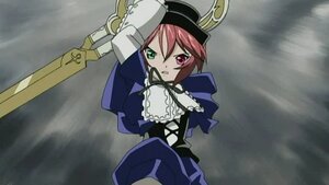 Rating: Safe Score: 0 Tags: 1girl dress green_eyes hat heterochromia holding_weapon image long_sleeves red_eyes short_hair solo souseiseki upper_body weapon User: admin