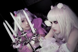 Rating: Safe Score: 0 Tags: 2girls bangs chain closed_mouth flower hair_flower hair_ornament lips long_hair multiple_cosplay multiple_girls realistic rose sword tagme upper_body weapon white_flower white_rose User: admin