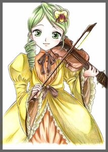 Rating: Safe Score: 0 Tags: 1girl border bow bow_(instrument) dress drill_hair frills green_eyes green_hair hair_ornament heart_hair_ornament image instrument kanaria long_sleeves marker_(medium) puffy_sleeves ribbon solo traditional_media twin_drills violin yellow_dress User: admin