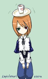 Rating: Safe Score: 0 Tags: 1girl blue_dress cowboy_shot cup dated dress green_eyes heterochromia image long_sleeves looking_at_viewer red_eyes short_hair simple_background solo souseiseki User: admin