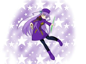 Rating: Safe Score: 0 Tags: 1girl barasuishou boots coat cross dress hair_ribbon hat image long_hair pantyhose purple_dress purple_hair purple_headwear ribbon solo star_(symbol) star_hair_ornament star_print starfish starry_background striped wand yellow_eyes User: admin