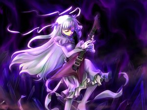 Rating: Safe Score: 0 Tags: 1girl barasuishou dress electric_guitar guitar hair_ribbon holding_instrument image instrument long_hair music playing_instrument plectrum ribbon solo thighhighs very_long_hair violin User: admin
