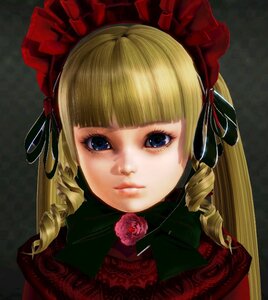 Rating: Safe Score: 0 Tags: 1girl bangs blonde_hair blue_eyes blunt_bangs bow closed_mouth drill_hair face flower image lips long_hair looking_at_viewer portrait ribbon ringlets rose shinku simple_background solo User: admin