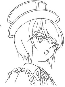 Rating: Safe Score: 0 Tags: 1girl eyebrows_visible_through_hair frilled_shirt_collar frills greyscale hat image looking_at_viewer monochrome open_mouth short_hair simple_background solo souseiseki striped white_background User: admin