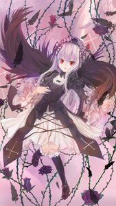 Rating: Safe Score: 0 Tags: 1girl bangs black_dress black_footwear black_ribbon black_wings dress feathers flower frills hairband image lolita_fashion long_hair long_sleeves looking_at_viewer plant red_eyes ribbon rose solo suigintou thorns vines wings User: admin