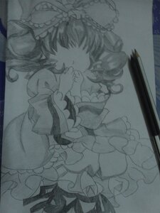 Rating: Safe Score: 0 Tags: 1girl bow closed_eyes detached_sleeves frills greyscale hair_bow hair_tubes hakurei_reimu hinaichigo image long_sleeves monochrome photo shikishi skirt smile solo traditional_media wide_sleeves User: admin
