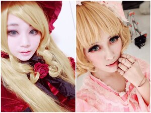 Rating: Safe Score: 0 Tags: 2girls bangs blonde_hair blue_eyes closed_mouth eyelashes flower lips long_hair looking_at_viewer multiple_cosplay multiple_girls portrait realistic red_lips rose smile tagme User: admin