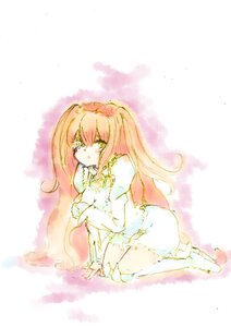 Rating: Safe Score: 0 Tags: 1girl blush dress image kirakishou long_hair long_sleeves pink_hair sitting solo very_long_hair white_dress yellow_eyes User: admin