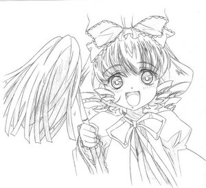 Rating: Safe Score: 0 Tags: 1girl blush bow greyscale hinaichigo image kagiyama_hina looking_at_viewer monochrome open_mouth ribbon short_hair smile solo upper_body wings User: admin