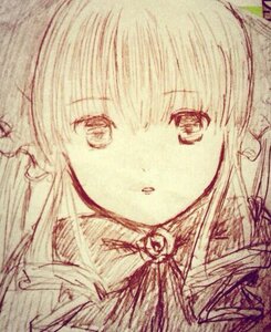 Rating: Safe Score: 0 Tags: 1girl bangs close-up eyebrows_visible_through_hair face image long_hair looking_at_viewer monochrome ribbon shinku simple_background solo User: admin