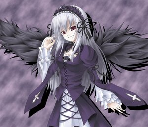 Rating: Safe Score: 0 Tags: 1girl black_ribbon black_wings cross-laced_clothes detached_collar dress flower frilled_sleeves frills grin hairband image juliet_sleeves long_hair long_sleeves looking_at_viewer puffy_sleeves ribbon rose silver_hair smile solo suigintou very_long_hair wings User: admin