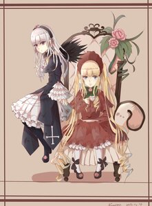 Rating: Safe Score: 0 Tags: 2girls blonde_hair blue_eyes bonnet bow dress flower hairband image long_hair long_sleeves looking_at_viewer multiple_girls pair red_dress rose shinku silver_hair sitting suigintou very_long_hair User: admin