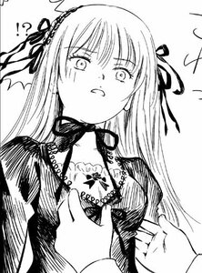 Rating: Safe Score: 0 Tags: !? 1girl blush eyebrows_visible_through_hair greyscale hair_ribbon image long_hair long_sleeves monochrome ribbon solo suigintou tears upper_body User: admin