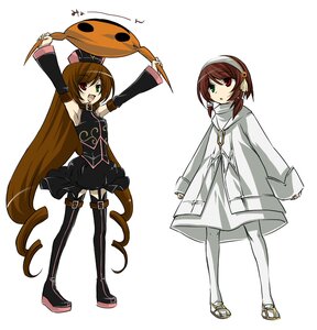 Rating: Safe Score: 0 Tags: 2girls armpits boots brown_hair detached_sleeves dress green_eyes heterochromia holding image long_hair multiple_girls open_mouth pair red_eyes siblings sisters souseiseki standing suiseiseki thigh_boots thighhighs twins umbrella very_long_hair User: admin