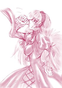 Rating: Safe Score: 0 Tags: 1girl breasts dress frills hairband image juliet_sleeves long_hair long_sleeves monochrome puffy_sleeves solo suigintou very_long_hair wings User: admin