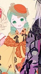 Rating: Safe Score: 0 Tags: 2girls blonde_hair blurry blurry_foreground depth_of_field green_eyes green_hair hat image kanaria multiple_girls open_mouth ribbon short_hair smile solo User: admin