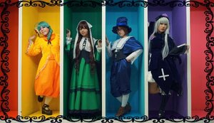 Rating: Safe Score: 0 Tags: 4girls blonde_hair brown_hair coat cross dark_skin dress flower frills gloves hat jewelry long_hair long_sleeves looking_at_viewer multiple_boys multiple_cosplay multiple_girls standing tagme User: admin
