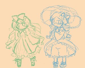 Rating: Safe Score: 0 Tags: 2girls blush bow dress eyebrows_visible_through_hair hat hinaichigo holding_umbrella image kanaria long_hair long_sleeves monochrome multiple_girls open_mouth pair parasol short_hair smile standing traditional_media umbrella User: admin