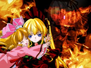 Rating: Safe Score: 0 Tags: 3girls auto_tagged blonde_hair blue_eyes bow closed_eyes dress flower hat hinaichigo image long_hair long_sleeves multiple_girls pair pink_bow rose shinku smile twintails User: admin
