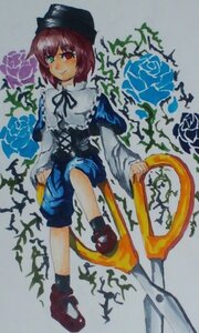 Rating: Safe Score: 0 Tags: 1girl brown_hair flower green_eyes hat heterochromia image long_sleeves looking_at_viewer red_eyes rose short_hair shorts smile solo souseiseki User: admin