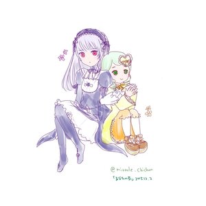 Rating: Safe Score: 0 Tags: 2girls blonde_hair closed_mouth dress frills green_eyes green_hair hairband image kanaria long_hair long_sleeves looking_at_viewer multiple_girls pair pantyhose red_eyes short_hair sitting smile striped striped_legwear suigintou twitter_username vertical-striped_legwear vertical_stripes white_hair User: admin