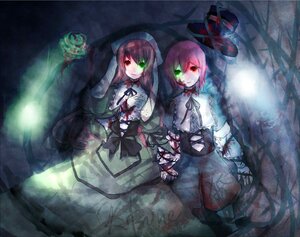 Rating: Safe Score: 0 Tags: 2girls blood dress green_eyes heterochromia image multiple_girls pair pink_hair red_eyes short_hair siblings sisters smile souseiseki suiseiseki twins User: admin